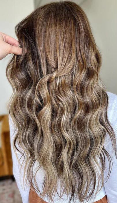 Genius Weft Extensions - #T8-P18/60 Donkerblond & Icy Highlights- 50 gram