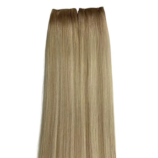Genius Weft Extensions - #T8-P18/60 Donkerblond & Icy Highlights- 50 gram