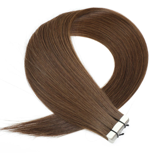 Tape In Hairextensions - kleur 6 Midden Bruin - 50 Gram - 20 stuks